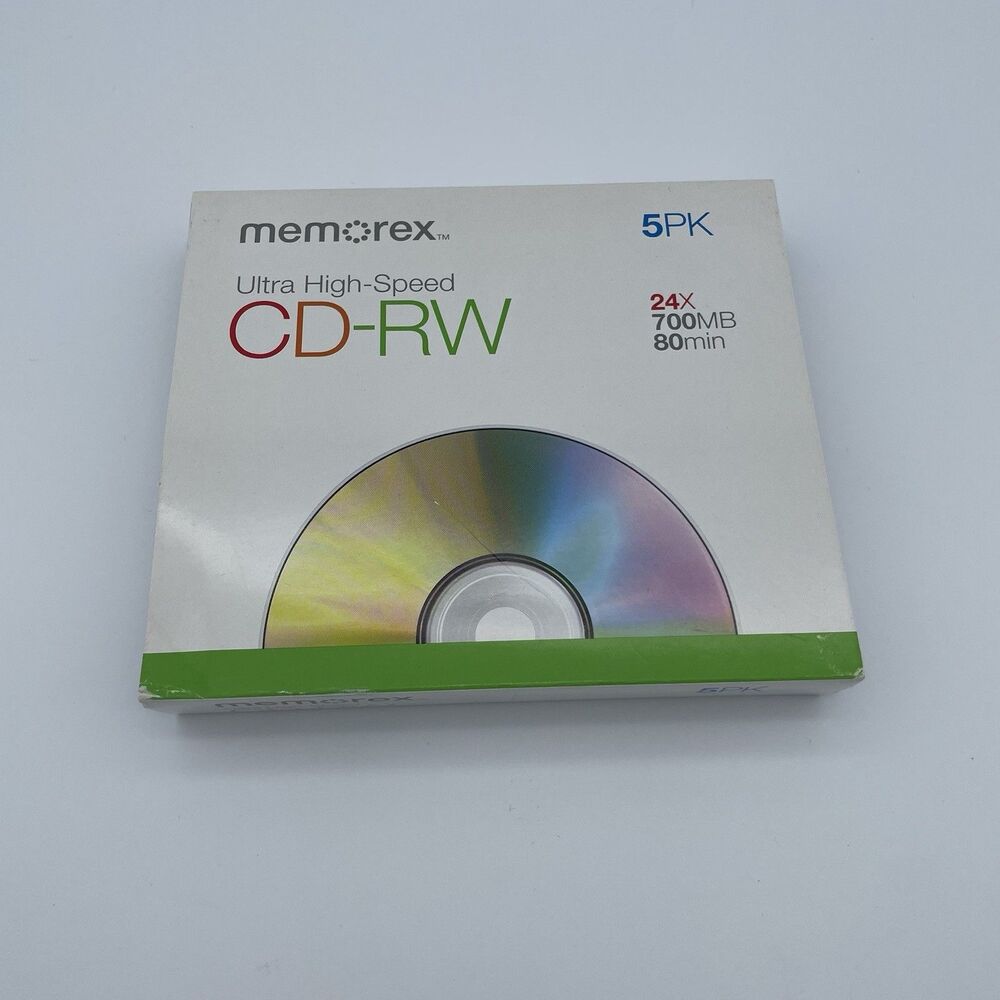 Memorex 8x-12x CD-RW Media 5-Pack w/ Slim Jewel Cases High Speed 80 min 700MB